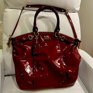Coach Madison Patent Leather Lindsey Deep Burgundy Crimson